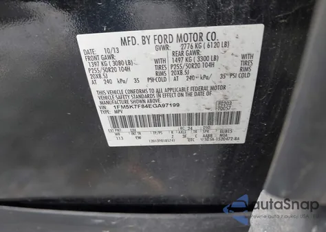 2014 Ford Explorer Limited z USA, uszkodzony, nr VIN 1FM5K7F84EGA97199